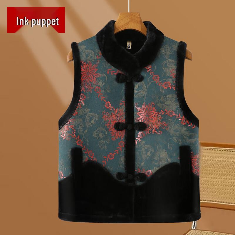 

Теплый жилет бабушки в новом китайском стиле с плюшем 3XL