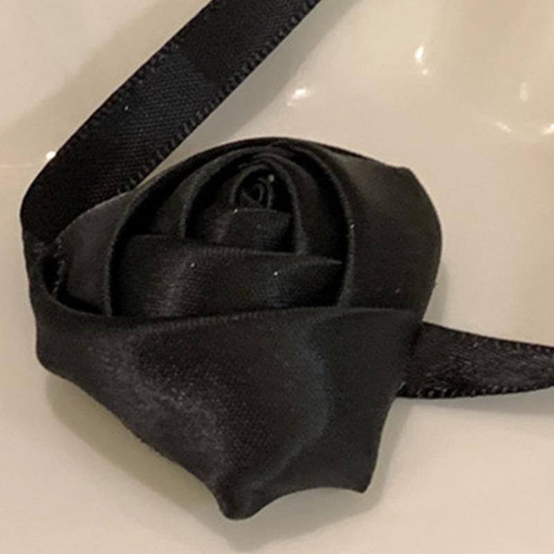 Flower Choker Necklace Soft Fabric Material Flower Choker Rose Ribbon Necklaces Cloth Accessories for Women Teen Girls