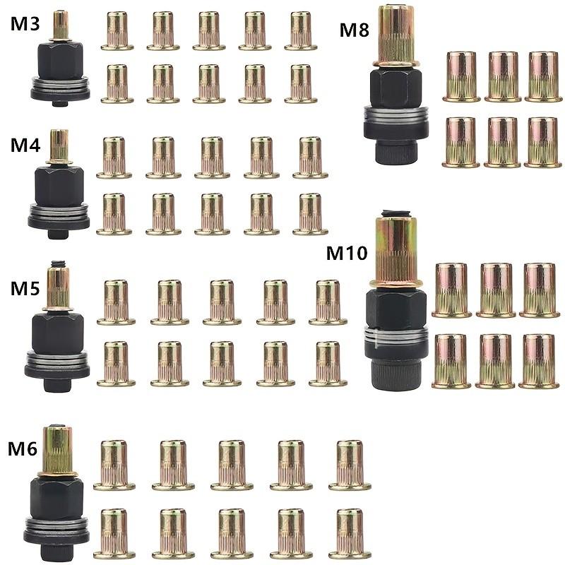 

58pcs 3-in-1 Rivet Nut Gun Set – Carbon Steel, M3-M10 for Auto & Home Metal Joining