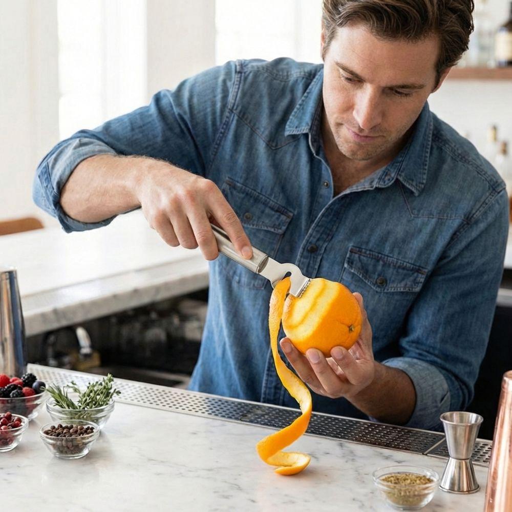 Silberner Zitronenschäler Edelstahl Schaber Obstschälwerkzeuge Zitronenreibe Küche