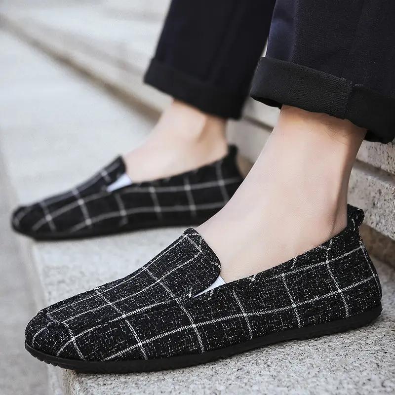 Fashion Man Shoe Ethnic Style Black Flat Breathable Slip-on Sneakers Designer Luxury Retro Hiking Classic Original Casual Shoes for Men