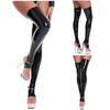 Women‘s Sexy Over Knee Socks M-3XL: Glossy Patent Leather Thigh Boot Socks, Open Toe for Club, Costume & Night Out