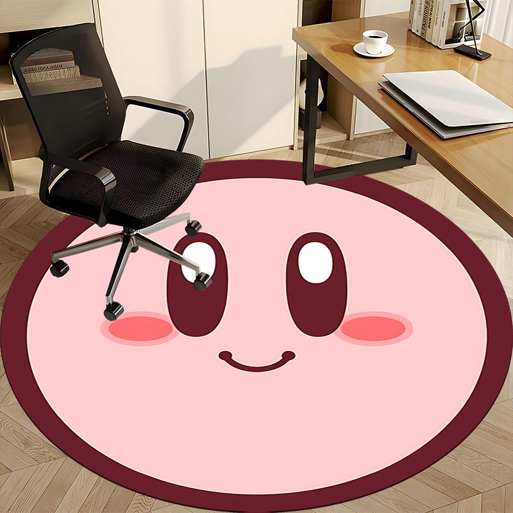 1pc Kawaii Kirby Office Round Area Rug, Indoor Mat Suitable For Office,Bedroom Living Room Home Decor, Room Deco a0926031
