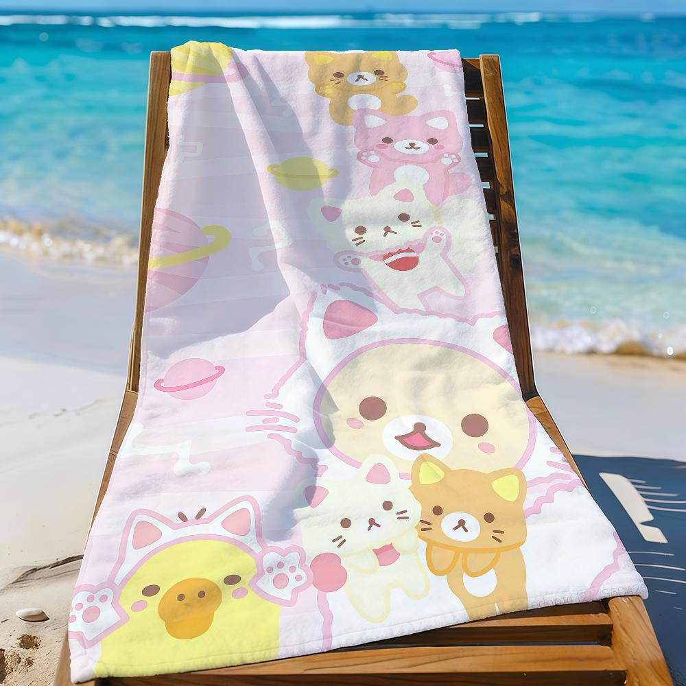 Cartoon Cute R-Rilakkuma-S Cute Towel Sports Quick Dry Travel Camping Gear Sandproof Soft Light Large Beach Towel