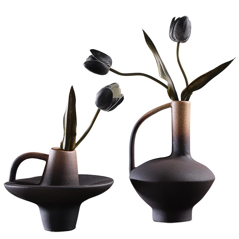 Blumenvase Retro Keramikflasche Ofen-verändert Farbverlauf Porzellangefäße Blumentopf Keramikvase Heimdekorationszubehör