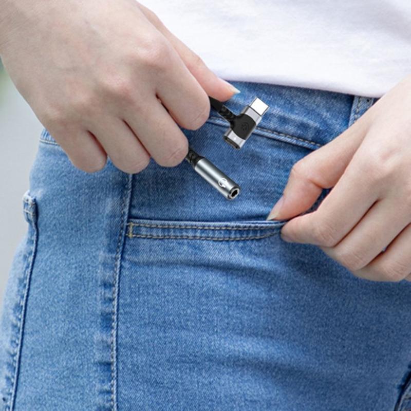 2 In 1 Type C To 3.5mm Extension Cable Fast Charging Portable for Headphone Mobile Phone Enhances Sound Output Quality