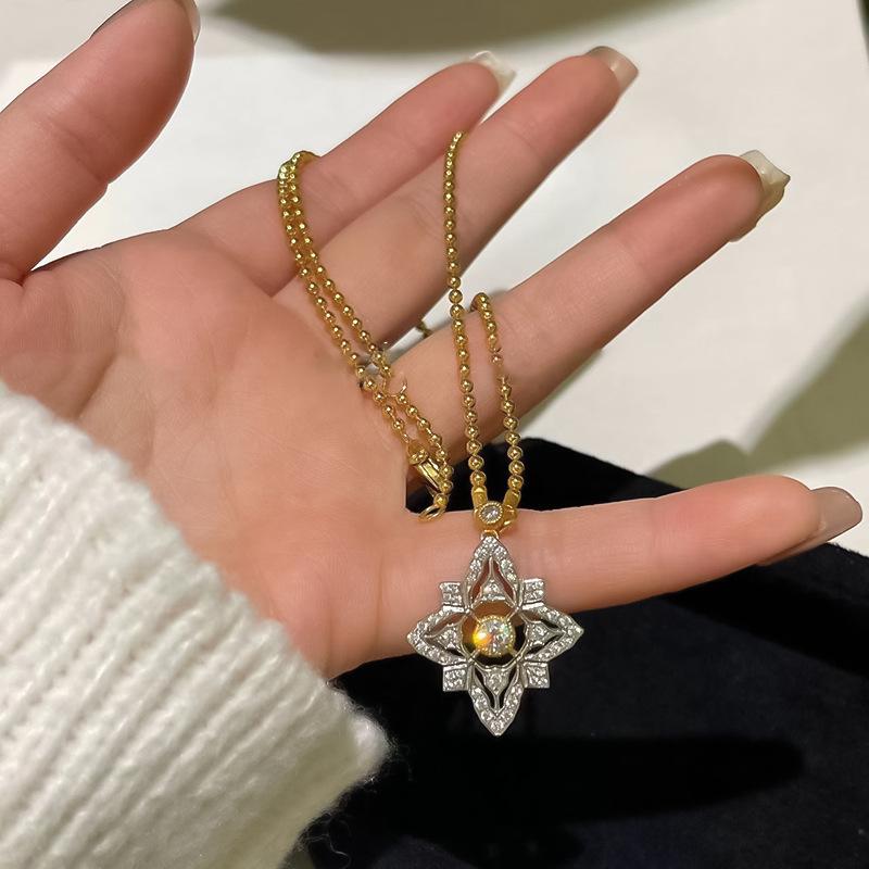 

Luo Xi Temple Jewelry 2024 Silver Four-Leaf Clover Adjustable Necklace 925 Silver