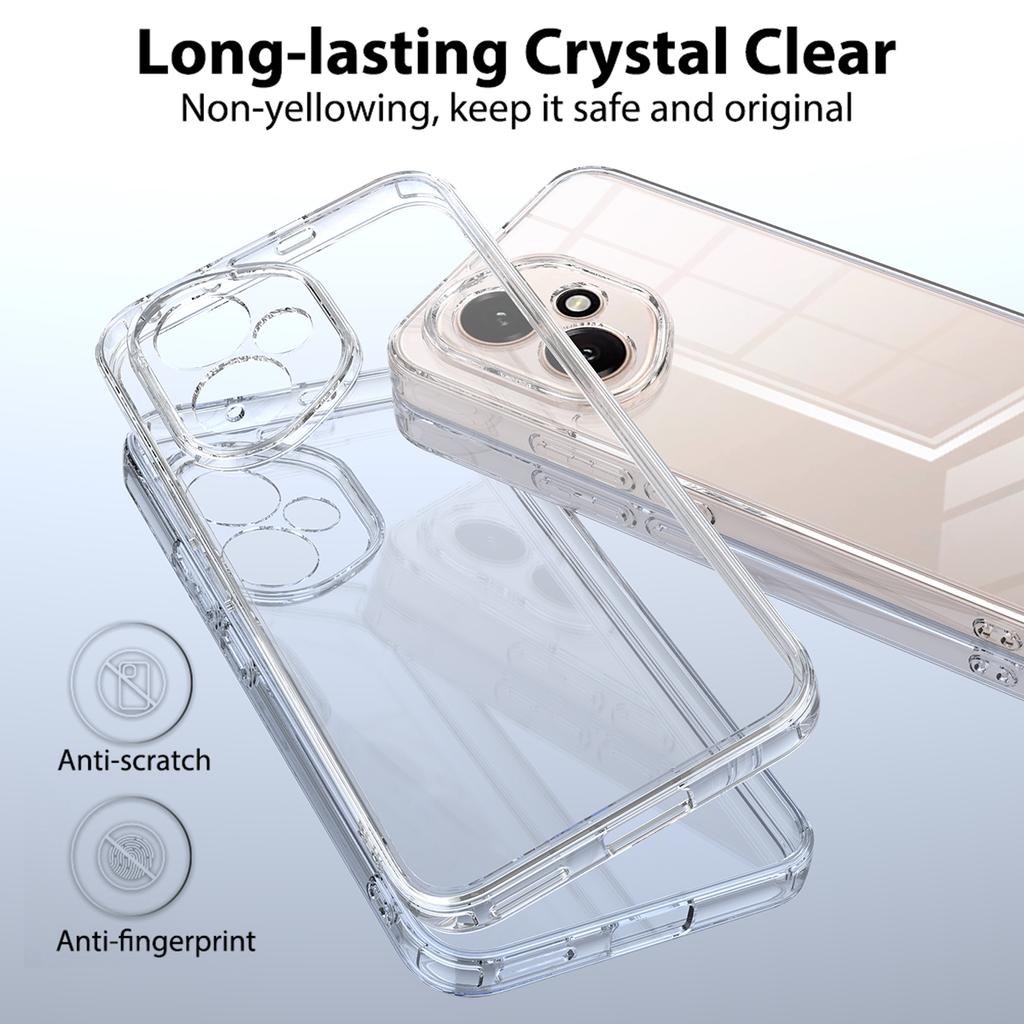 For Honor 400 5G (Global) Clear Phone Case TPU+Acrylic Shockproof Phone Back Cover