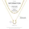 925 Sterling Silver Golden Double Layer Necklace CZ Horseshoe Pendant Lucky Symbol Design Layered Jewelry Gift for Women Girls