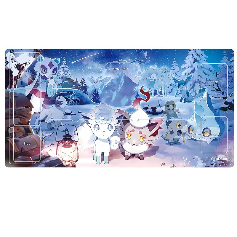 

Eevee Playmat, a simple design rubber playmat for card games, non-slip, easy to turn, and rolls up for battlefield play. Includes a waterproof storage
