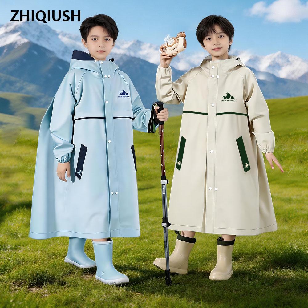 Children's Long Raincoat for Outdoor Use, Rainproof for Boys and Girls, Kids, and Elementary School Students, with a Special Section for Carrying a