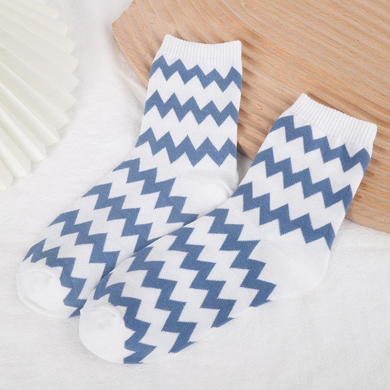 5 perechi de șosete cu tub mediu de toamnă și iarnă, creativ, cu design geometric