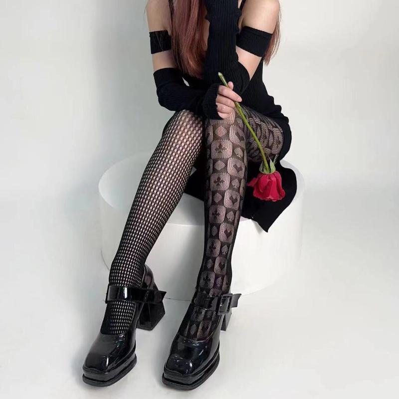 Pruhované asymetrické punčochové kalhoty dámské punčochové kalhoty vysoká elasticita krajka duté síťované sexy punčochy klasické dámské gotické punčochové kalhoty