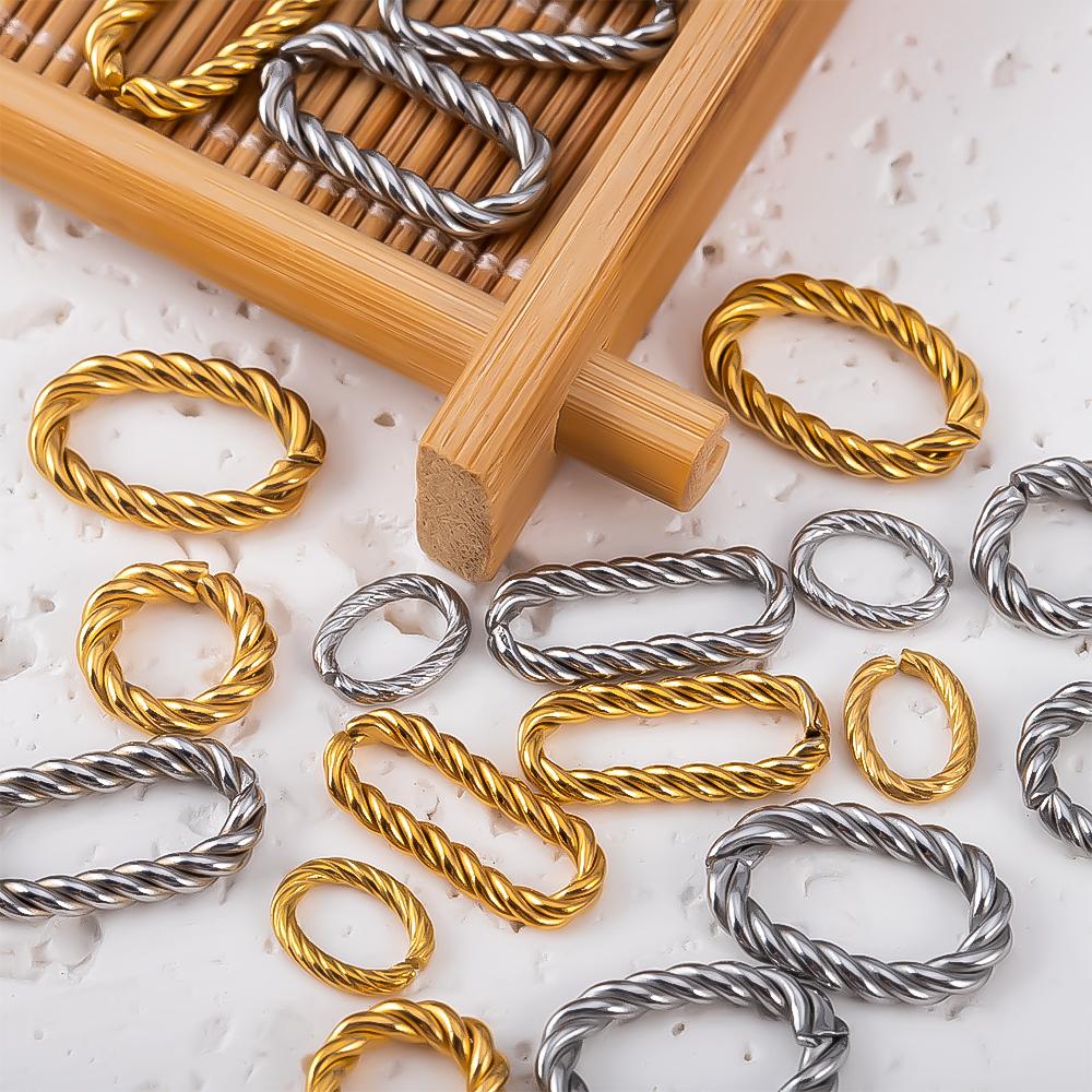 10pcs 20pcs Stainless Steel Oval Charms Geometric Connectors Jewelry Making Necklace Bracelets Twist Open Connection Jump Rings