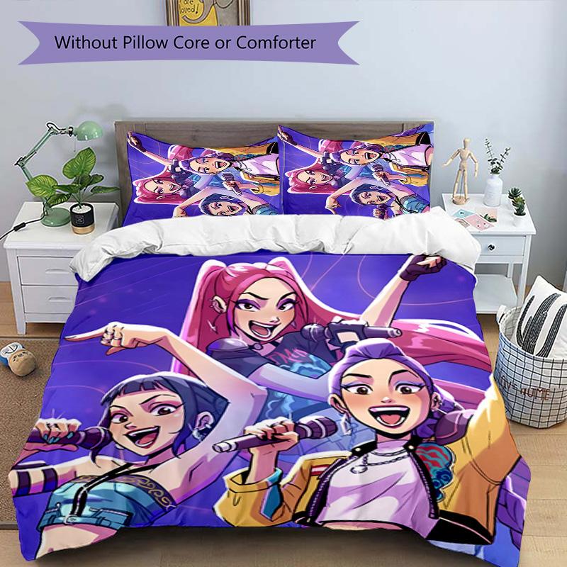 KPOP Hunter 3-teiliges Bettwäsche-Set Bettbezug Verschluss Enthält 1 Bettbezug & 2 Kissenbezüge für Alle Jahreszeiten Schlafzimmer Zuhause Wohnheim Dekor
