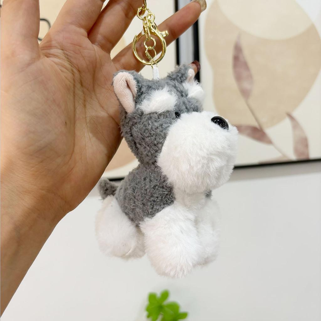 Soft Schnauzer Plush Keychain Cute Dog Stuffed Toy For Bags