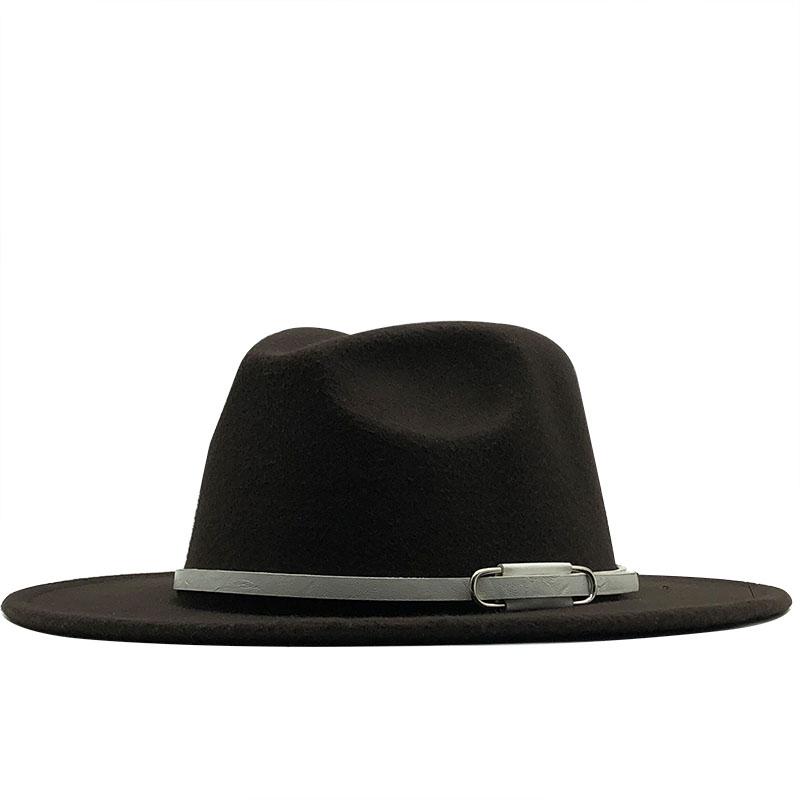 2020 New Sell Women Men Wool Felt Trilby Hats Belt Decor Retro Bowler Hat Panama Style Jazz Fedora Hats L/XL