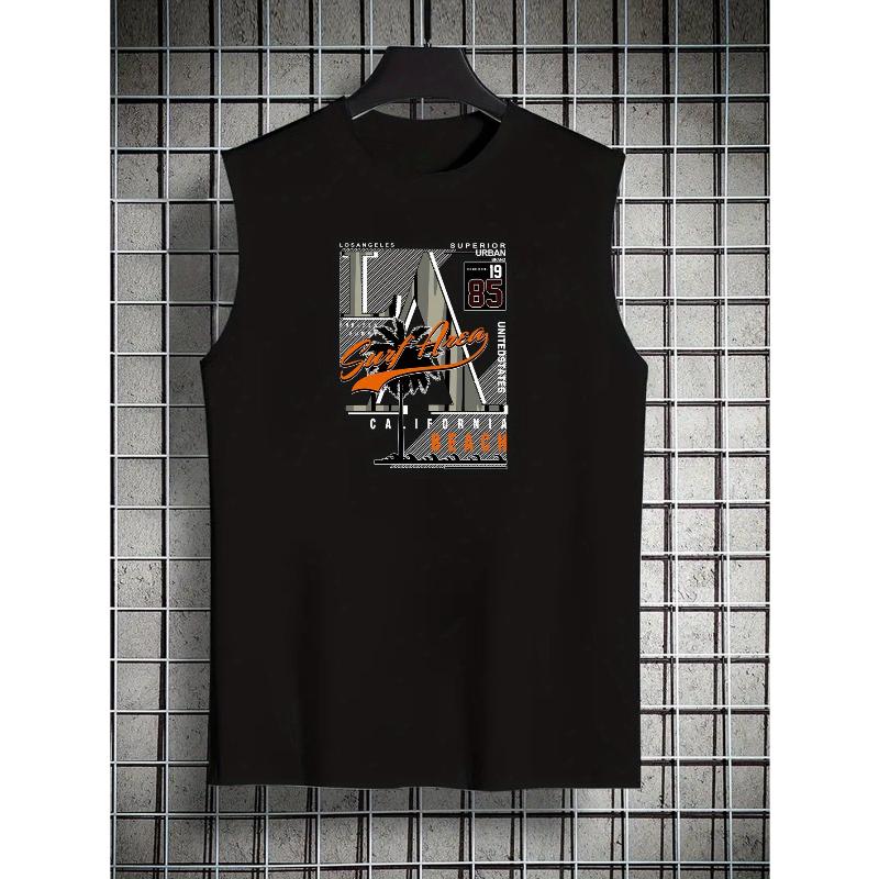 

Solid Color Men s Polyester Sleeveless Vest, Moisture-Wicking Quick-Dry, Suitable for Gym XXL белый
