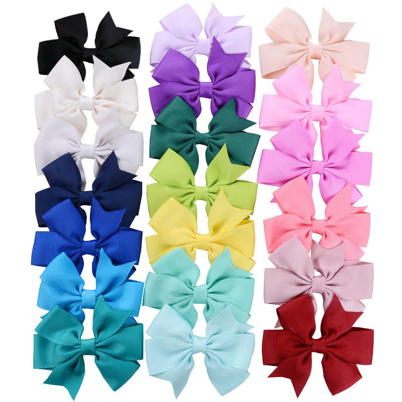 8x8cm 1PC Solid Color Grosgrain Ribbon Bows Clips Hairpin Girl's Hair Bowties Boutique Hair Clip Headwear Kids Hair Accessories