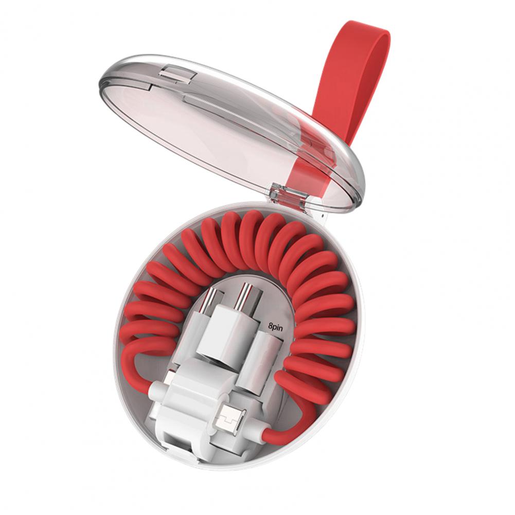 Convenient Charging Wire Anti-winding Data Cable Stretchy Data Transfer 3 In 1 Mobile Phone Charging USB Spring Wire