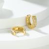 Full Diamond Wide Face Stud Earrings with Zircon Geometric Earrings, Design Versatile Earrings