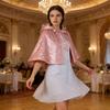 New European and American style pink sequin cape, spring hooded cloak, cosplay costume, short outerwear for women