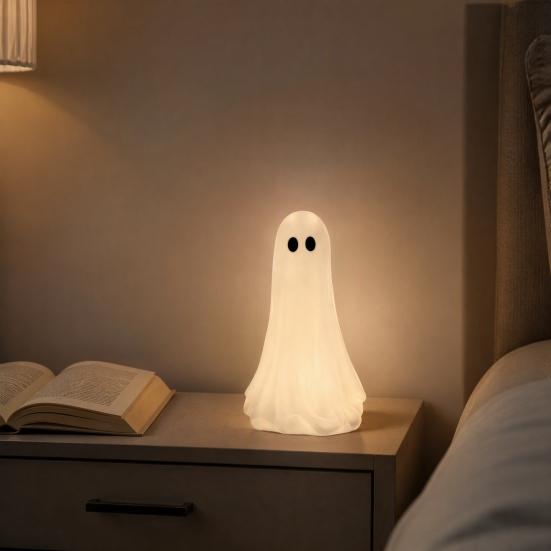 Unique Halloween Gifts Cute Ghost Resin Ornament, Matte Finish Desktop Figurine, Decorative Gothic Home Accents Statue for Living Room Entrance