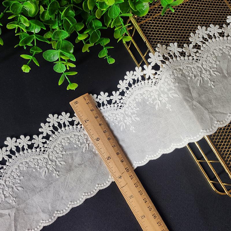 2 meter/parti 10,5 cm bred Hålstickad bomullsbroderad spets Kläder Hemtextilier Damkläder Dekorativa tillbehör för kjolkant