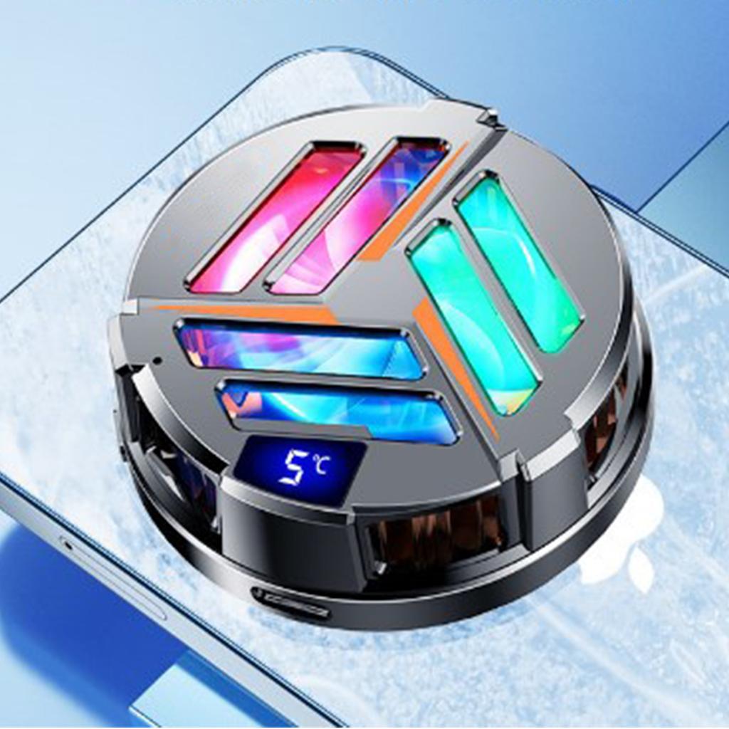 Cell Phone Cooler Magnetic Absorption Semiconductor Cooling Fan Mobile Phone Radiator Digital Display for Playing Games
