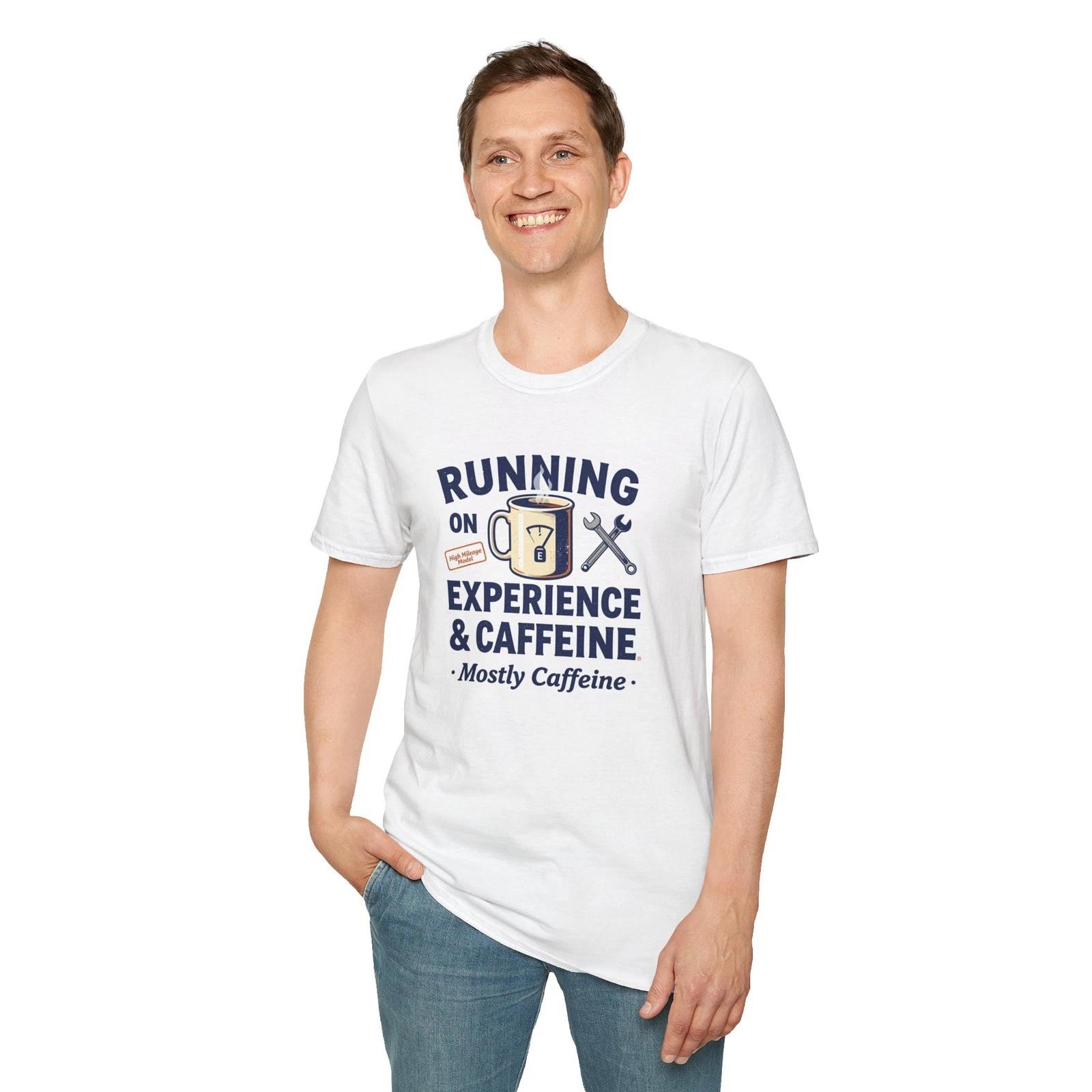 Funny Coffee Shirt Running On Experience & Caffeine Mechanic Dad Tee Gift 3XL