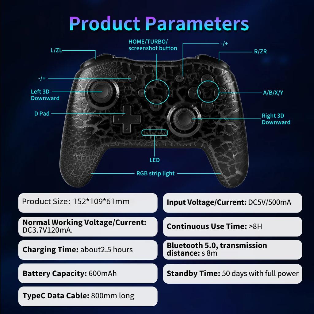 RGB Wireless Gamepad CRACK PROCESS for Nintendo Switch TV Box PS3 Joystick Controller Six Axis Gyroscope Dual Vibration