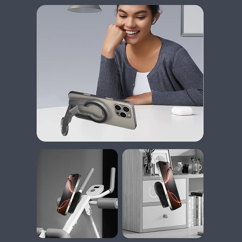 Universal Foldable Magnetic Phone Holder Rotatable Desktop Stand Double Sided Magnetic For Iphone Magsafe Samsung Car Stand