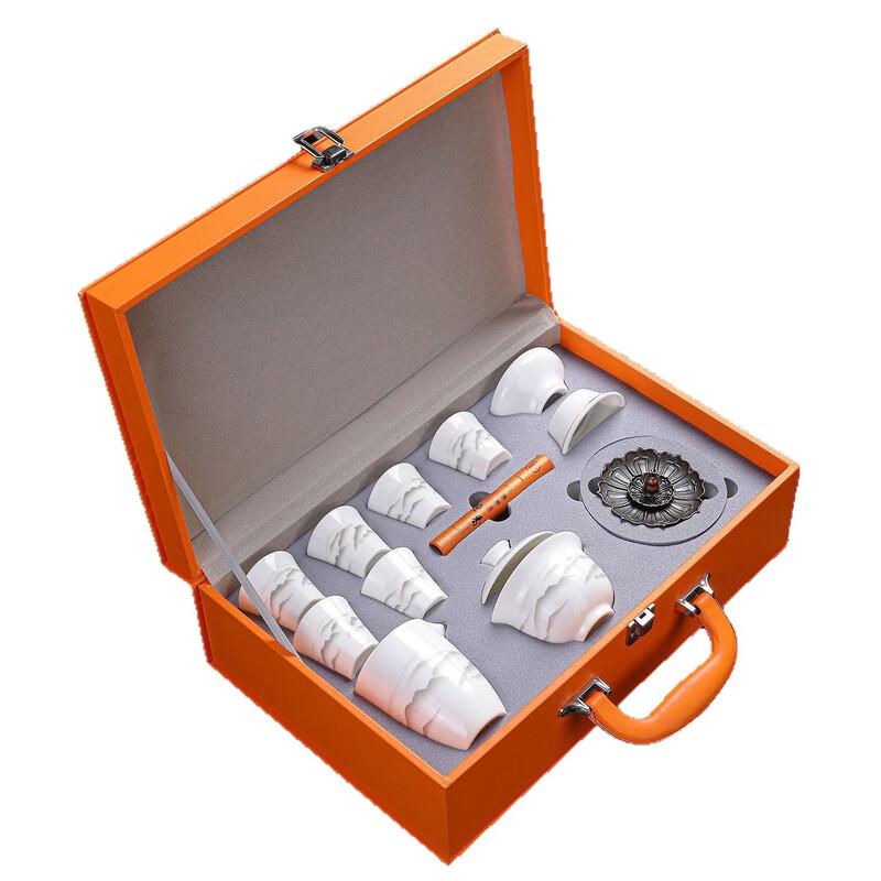 Shixun Mutton Fat Jade White Porcelain Gaiwan Tea Set