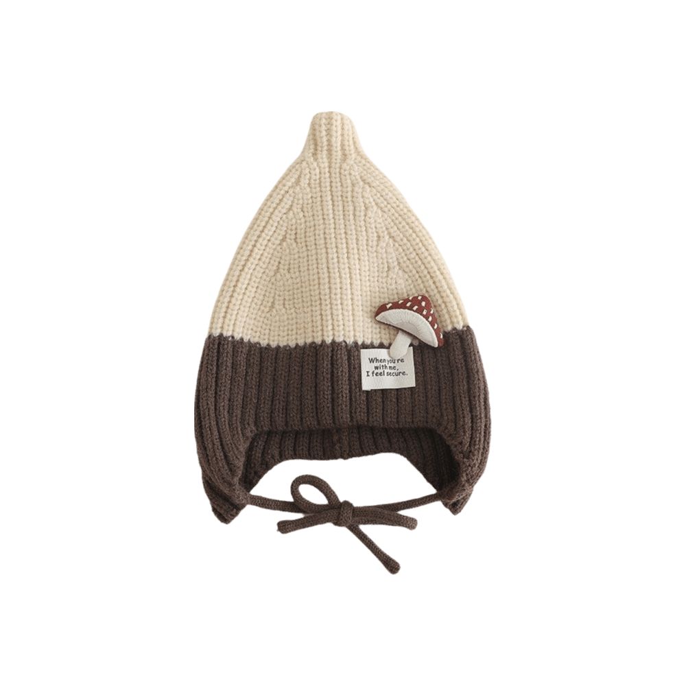Cute Mushroom Knitted Beanie Cold Proof Ear Protection Hat Fashion Kids Winter Hat for Children