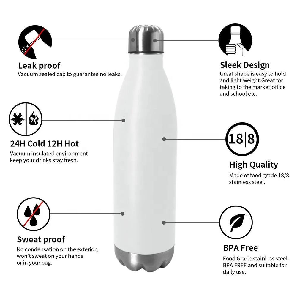 500/750ML Přenosná termoláhev Vakuová dvoustěnná izolovaná termoska Nerezové sportovní láhve Horká Studená Cola Termoláhev