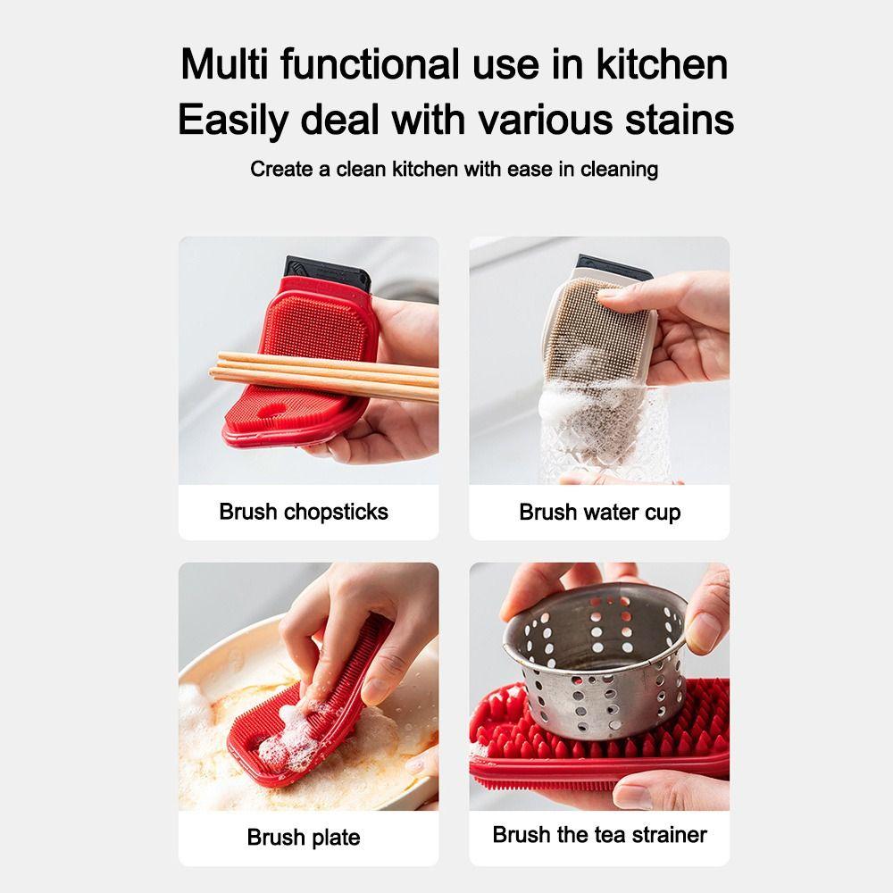 Flexible Fruit Vegetable Cleaning Brush 2-in-1 with Scraper Crevice Brush Hangable Silicone Fruit Brush