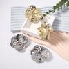 European and American Fashion Niche Style Irregular Bump Texture Metal Big Flower Versatile Temperament Women, Stud Earrings