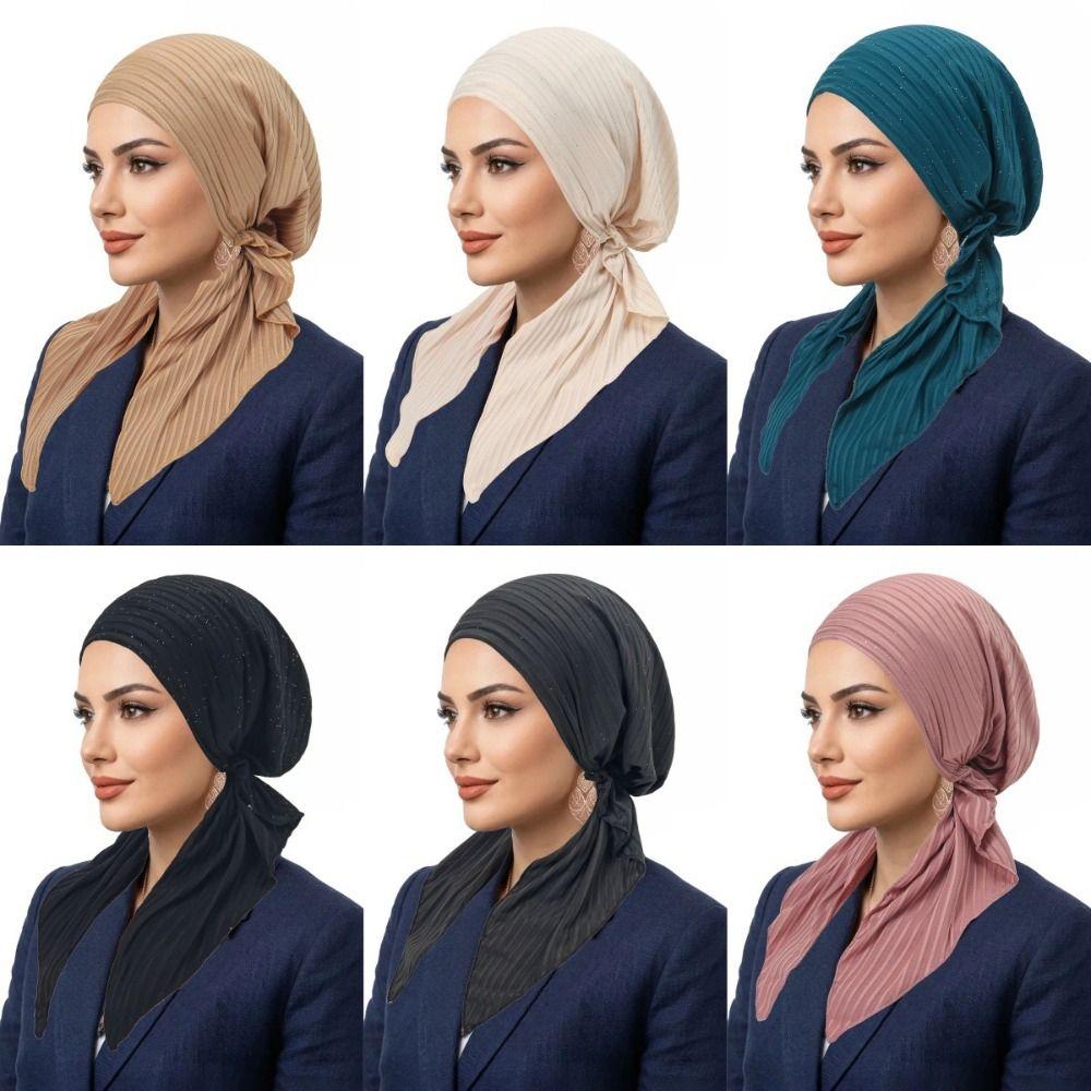 Breathable Pre-Tied Turban Stretch Fabric Bonnet Hat Trendy Head Wrap Women