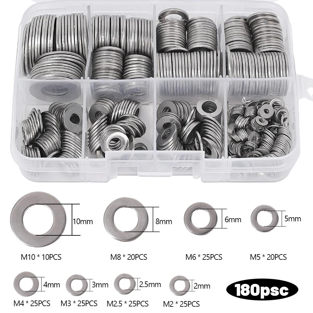 

180/684x Flat Washer M2-M12 Stainless Steel Round Metal Screw Washers Rings Plain Gaskets Fasteners for Screws Bolts Supplies