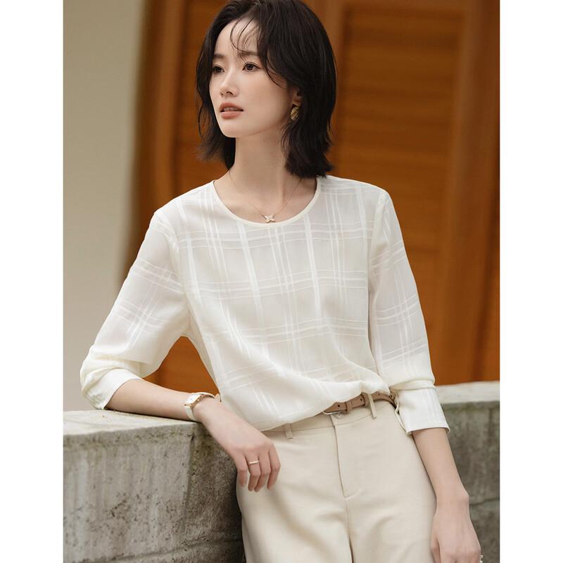 Demana Women s Urban Elegant Loose Fit Round Neck Solid Shirt S