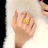 Rose Flower Ring: Gold-tone, Faux Pearl, Diamond Accent, Adjustable Index Finger Jewellery