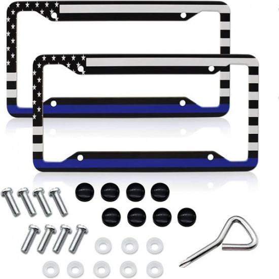 2pcs For Ford Accessory n US Flag Patriotic Car License Plate Frame Cover