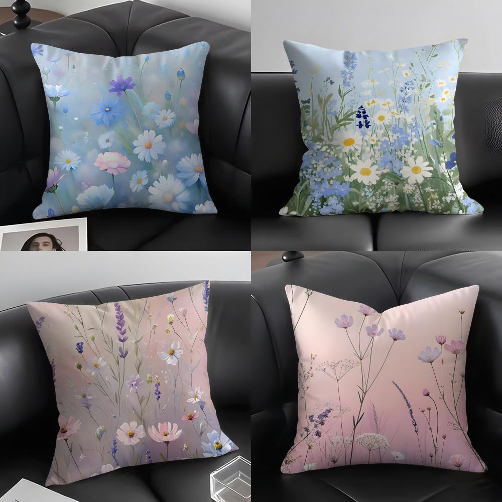 Little Flowers INS Cushion Cover Pillowcase Ultra Soft Skin Friendly Fabric Cloud Like Comfort  Concealed Zipper