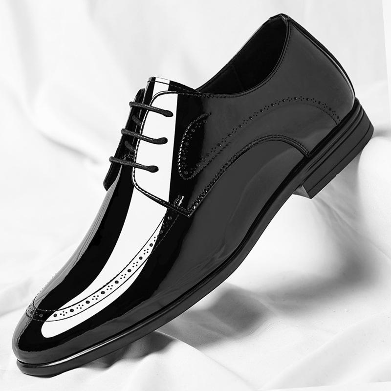 Men's Patent Leather Business Formal Leather Shoes Pointed Men's Shoes Trendy Groom's Wedding Shoes Formal Dress Shoes