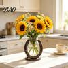Horseshoe Shaped Desktop Decor Flower Vase, Rustic Metal Frame with Thoughtful Gift for Gardeners Clear Glass Jar, Western Farmhouse Floral