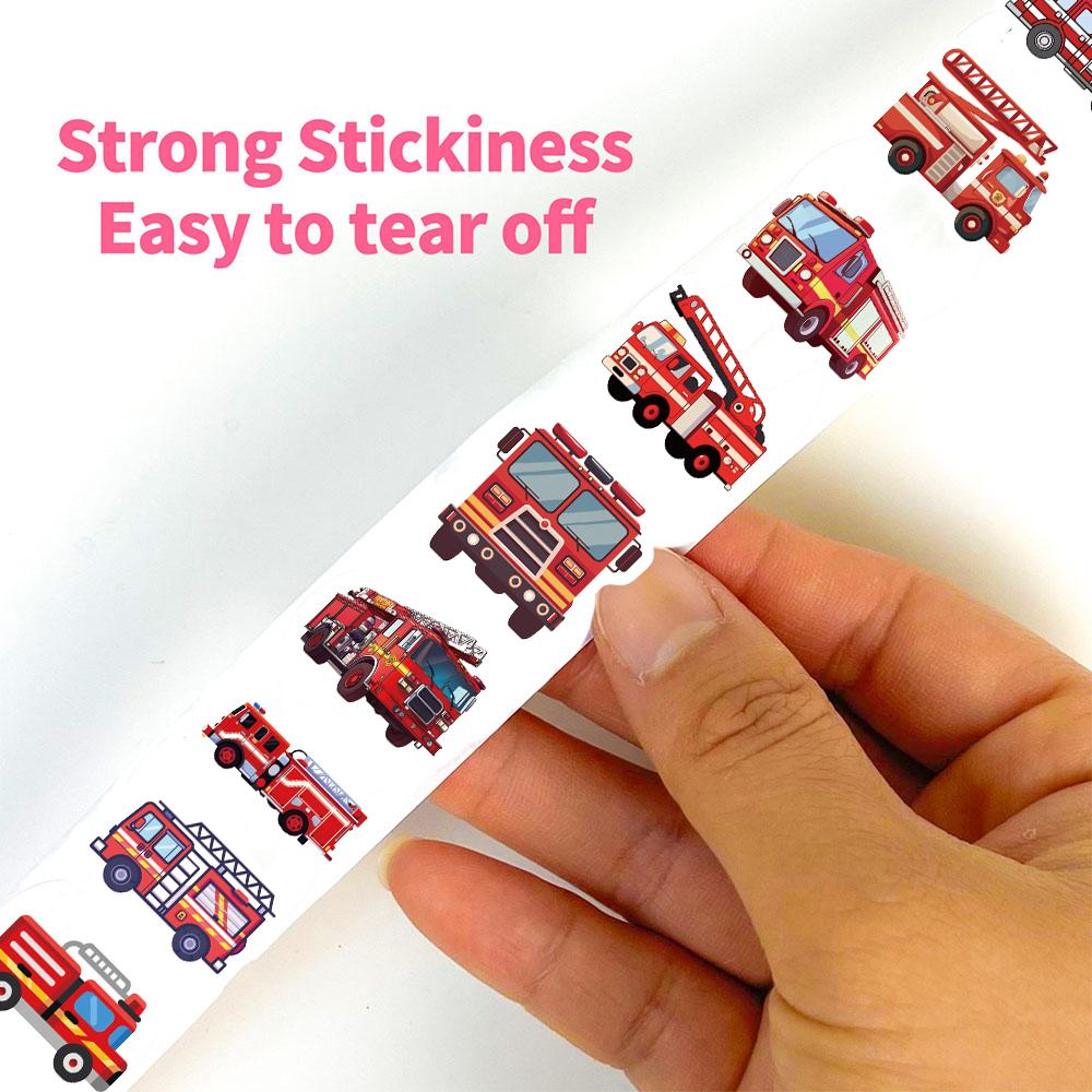 500PCS Fire Truck Roll Stickers Graffiti Cartoon Art Gift Scrapbooking Living Room Phone Community Skateboard Nostalgia Sticker