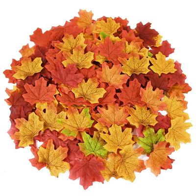 100/200/300Pcs Artificial Maple Leaves Autumn Silk Fall Leaf For Thanksgiving Halloween Christmas Home Decoration Wedding Party Craft