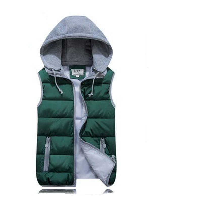 Women Hooded Vest Spring Autumn Warm Cotton Padded Waistcoat Sleeveless Zipper Basic Coat