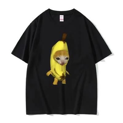 Funny Cute Banana Cat Happy Bananacat Meme Graphic Tee Shirt Summer Men Casual Short Sleeve T-shirt Unisex Cotton Oversized Tees