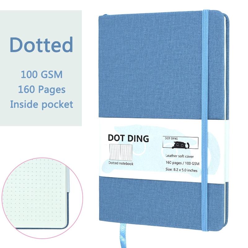 A5 Dotted Notebook Cloth Hardcover 100 GSM Paper Planner Diary Notepad Journal Students Agenda Stationery Office School Supplies
